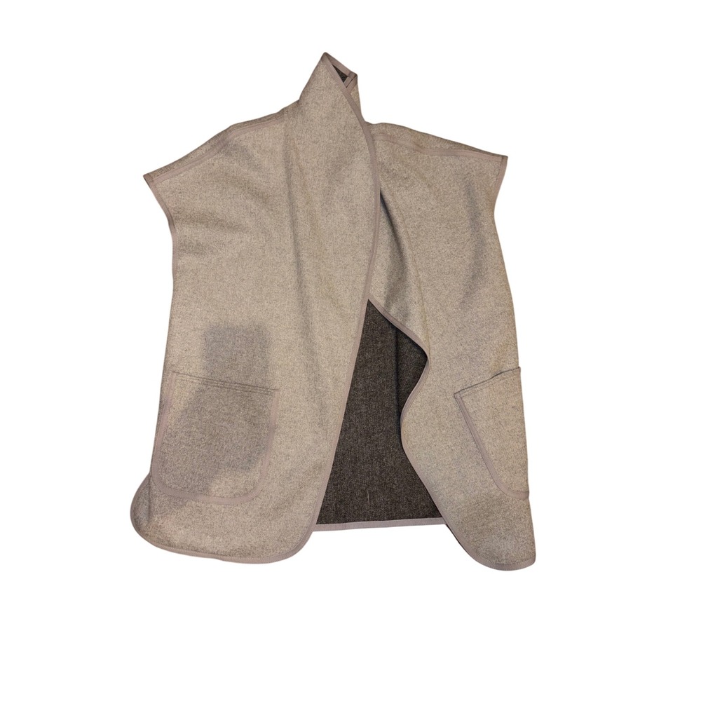Trouve Gray Wool Blend Open Front Cape Vest Womens M/L Oversized Layering Pocket
